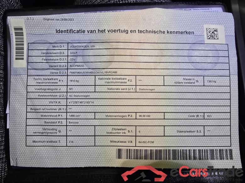 VOLKSWAGEN Golf VIII SW Golf Variant Life Business Premium 1.5 TSI  96 kW (130 pk) 6 versnellingen manueel #3