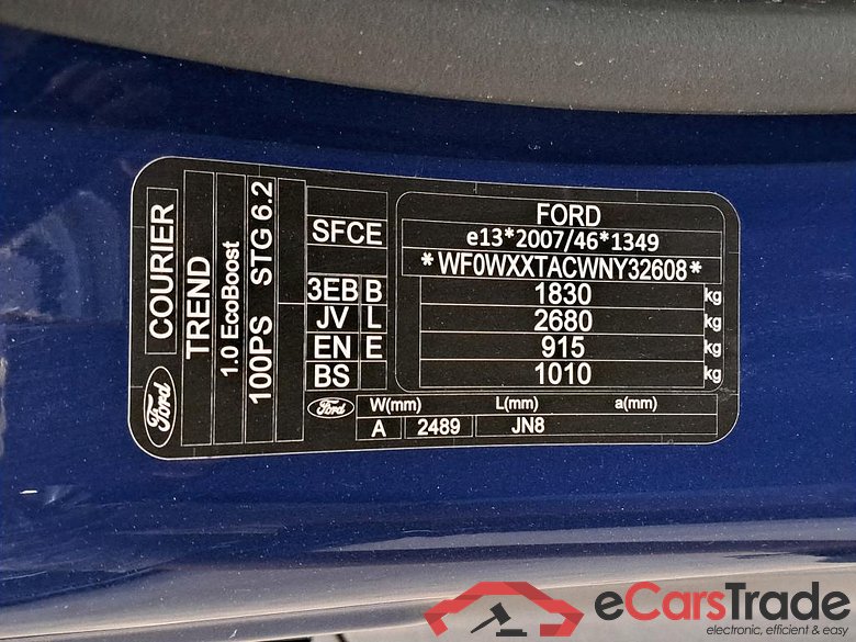 FORD - FOR TRANSIT COURIER B/F 1.0 EcoBoost 75kW Trend 100PK 1780kg 2489mm *Petrol* #6